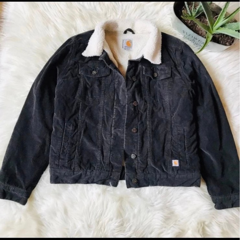 🏔 Carhartt Black Sherpa Lined Corduroy Jacket Medium